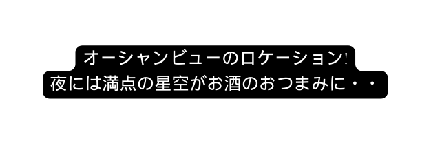 オーシャンビューのロケーション 夜には満点の星空がお酒のおつまみに